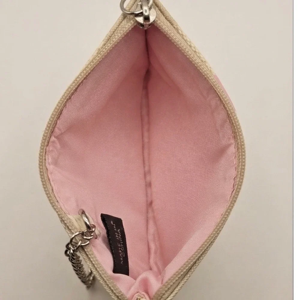 Coach Mini Skinny ID Case Khaki Pink Signature Monogram F43552 New With Tags
